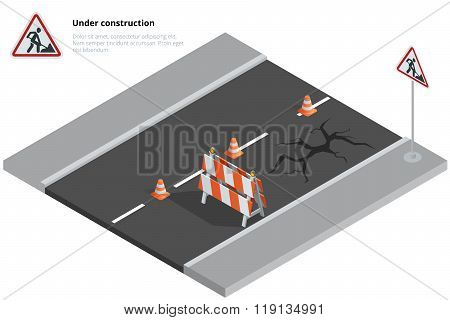 Road repair, under construction road sign, Repairs, maintenance and construction of pavement, Road c