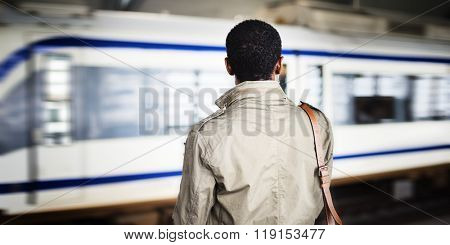 Businessman City Lifestyle Waiting Train Concept