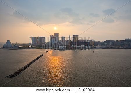 Skyline Of Macao Cityscape Before Sunset