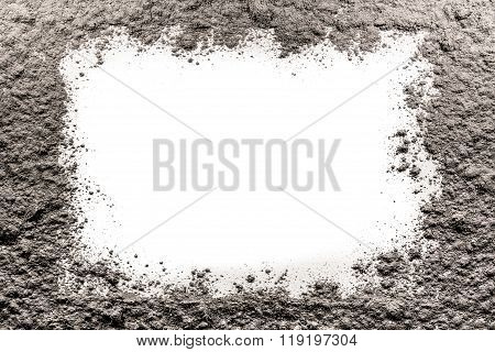 Gray Frame Made Of Ash On A White Background
