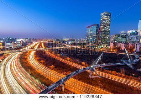 Singil District, Seoul, South Korea Skyline At Night.