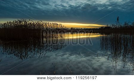 Beautiful Sunset Over Calm Lake