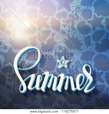 Artistic inscription on the background of summer sea foam