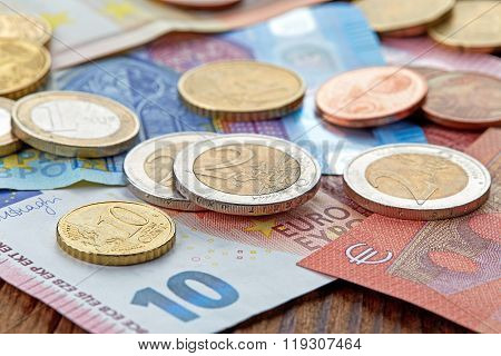 Money Euro Banknotes And Coins