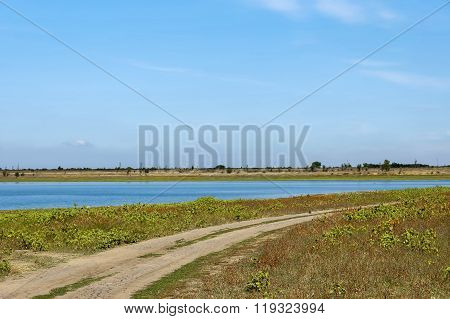 Beauty look toward picturesque cracked dry way near by Rabisha  lake