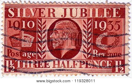 United Kingdom - Circa 1935: A Postage Stamp Printed In The United Kingdom Shows Silver Jubilee Of K