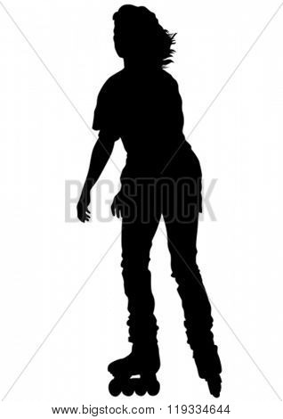 Silhouette athletes of skates on white background