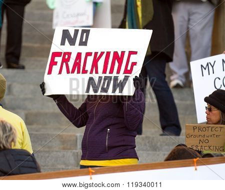 Boise, Idaho/usa - February 22, 2016: Protester In Boise, Idaho Asking Us To Stop Fracking