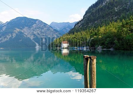 Plansee lake in the Alps mountain Austria.