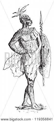 Kaffir, vintage engraved illustration. Dictionary of words and things - Larive and Fleury - 1895. 