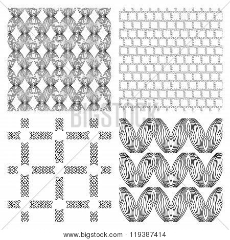 Set Of 4 Monochrome Elegant Seamless Patterns