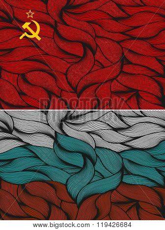Set of two flags.