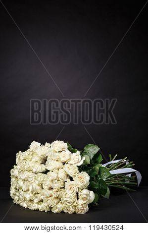 Buquet Of 51 White Roses, Studio Photography, A Place For A Banner, Spring Is Coming