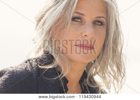 Fifty year old woman in outdoors