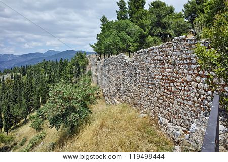 Wall of the castle of Lamia City, Greece