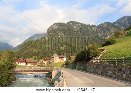 Alpine Village Hinterbichl (muncipal Pragraten Am Grossvenediger) With Mountains, Austria