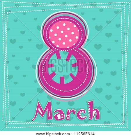Set March 8 Women's Day greeting card