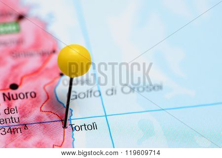 Tortoli pinned on a map of Italy