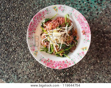 Pink noodle with pork