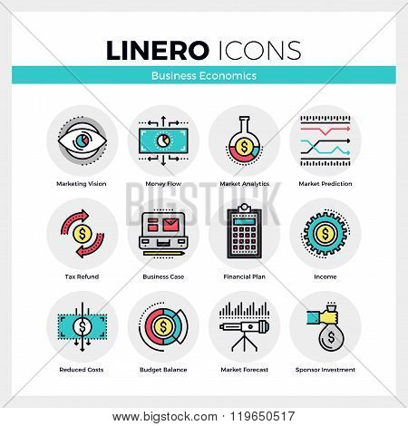 Business Economics Linero Icons Set