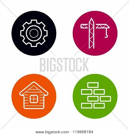 Vector Round Circle Buttons With Icons Can Be Used As Logo Or Icon