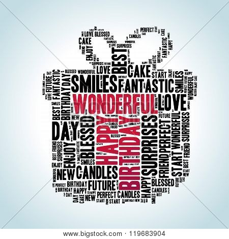 Happy Birthday typography gift box shape in vector