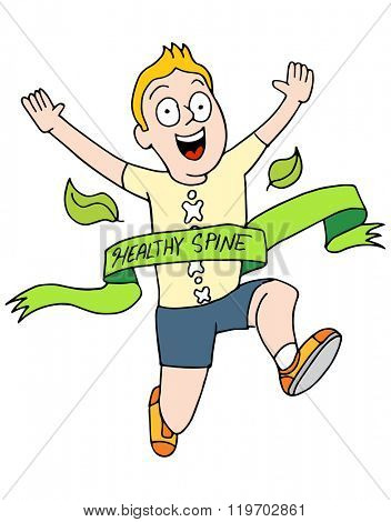 An image of a healthy spine runner reaching the finish line.