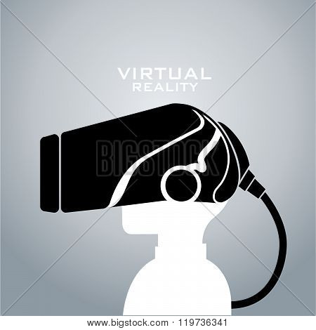 Virtual Reality Headset Icon, Flat Design, Vector