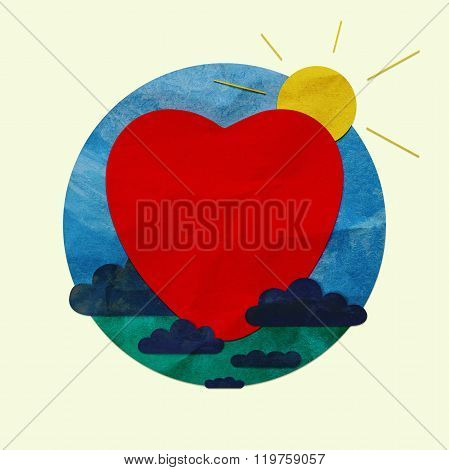 Red heart in a blue circle