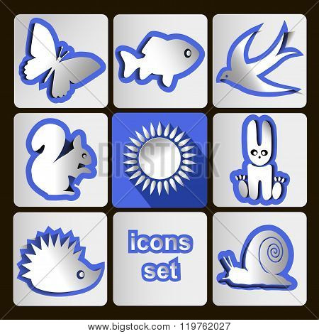 Set  Icons - Fauna, Summer, Animal