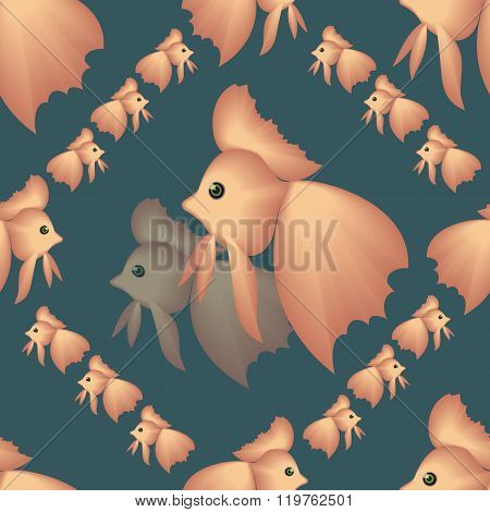 Seamless Background With Gold Fish