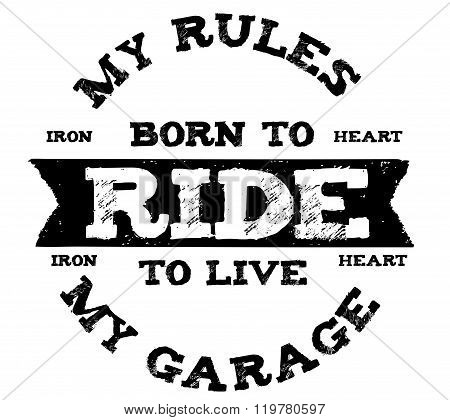 Vector biker quote with motivation phrase