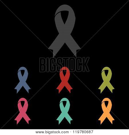 vector icons set on black background