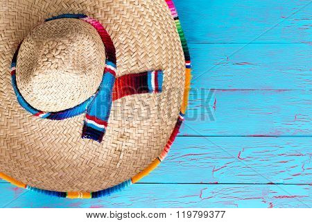 Colorful Wide Brimmed Straw Sombrero