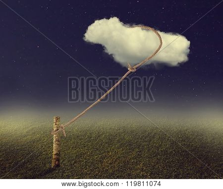 Cloud tied to the column
