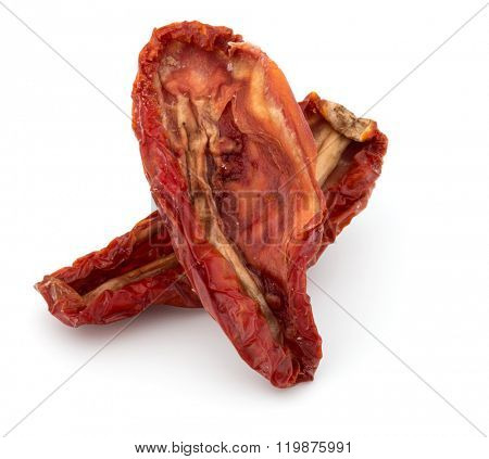 Dried tomatoes isolated on white background cutout