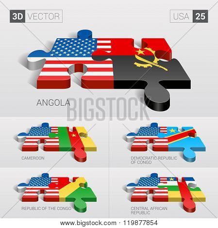 USA Flag. 3d vector puzzle. Set 26.