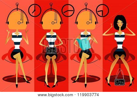 Vector illustration Beautiful Woman In Hairdressing Salon.