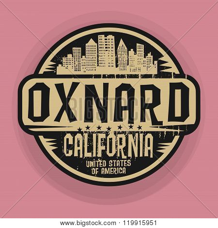 Stamp Or Label With Name Of Oxnard, California