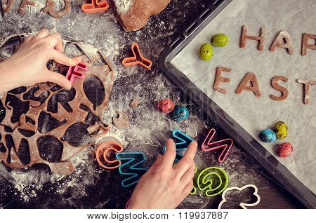 Little Girl Making Easter Cookies