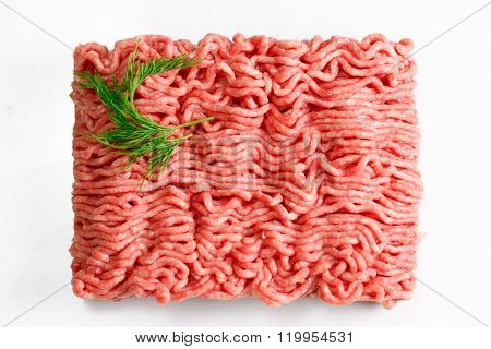 Forcemeat isolated on white background. Top view.