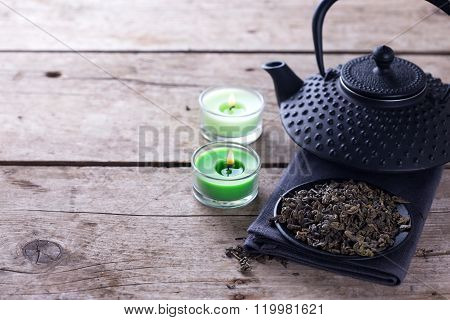 Green Tea And  Asian Tea Pot