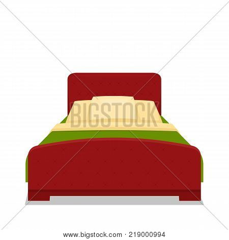 Double bed with bed. Vector cartoon illustration.