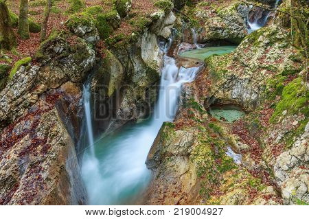 Mountain stream in the Lepena valley in Slovenia