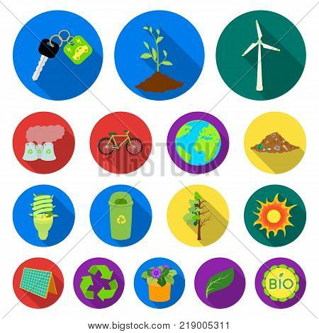 Bio and ecology flat icons in set collection for design. An ecologically pure product vector symbol stock  illustration.