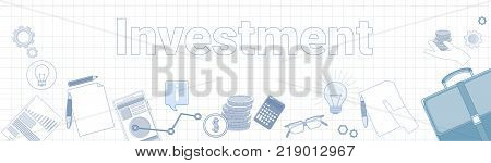 Investment Word On Squared Background Horizontal Banner Financial Sponsor Concept Vector Illustration