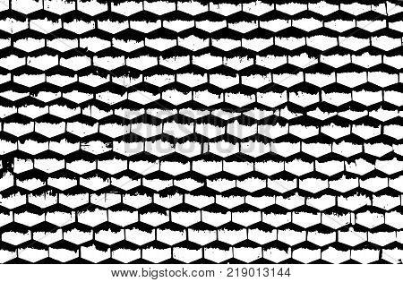 Distressed Traced Old Shingles Texture. Grunge Roof Background. Vector Illustration