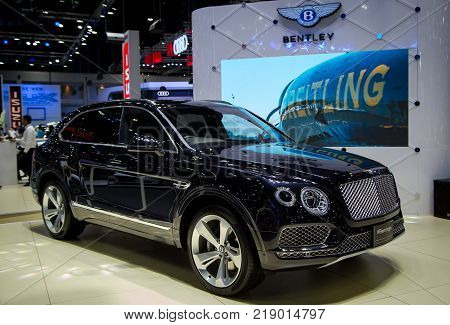 Bangkok Thailand - December 11 2017: Bentley Bentayga SUV presented in Motor Expo 2017