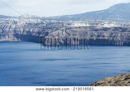 Sweeping Landscape Overlooking The Island Of Santorini, Greece