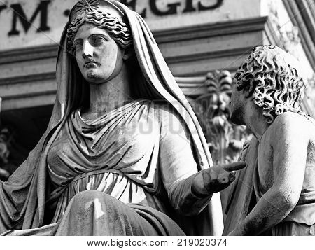 Statue at the entrance of the church The Great Mother, Representing the Faith, created by sculptor Charles Chelli Carrara built Between 1827 and 1831.